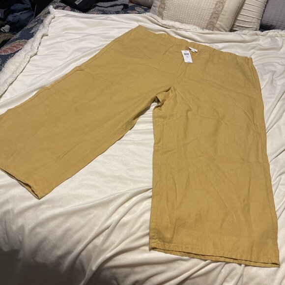 J. Jill Love Linen Women’s 4X Pants Linen Golden Sun Wide Legged Boho Elastic - Picture 1 of 7